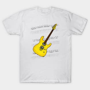 Guitar Tab Electric Guitarist Music Notation Musician (Yellow) T-Shirt